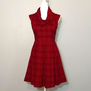 Cap Sleeve Cowl Neck Pleated Dress